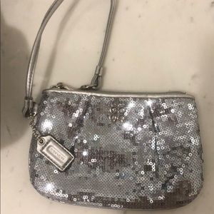 Sequined Coach Wristlet